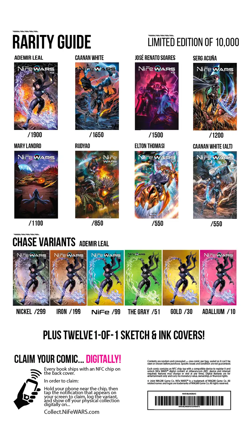 NiFe WARS #3 rarity guide — variant print runs and chase tiers